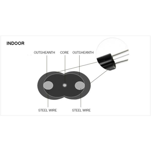 2 Core Self Supporting Tight Buffer Round FTTH Drop Cable
