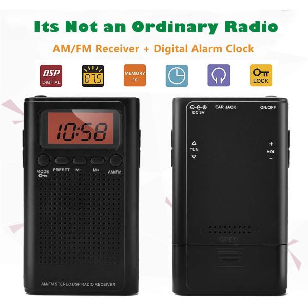 Outdoor Digital AM FM Pocket Radio Portable With Rechargeable Battery