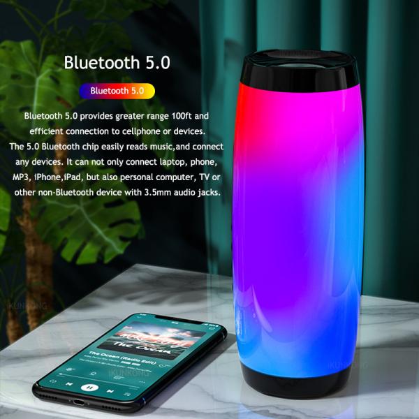 Rainbow LED Wireless Bluetooth Speakers 3.7v 1200mAh HIFI TF FM Radio Player