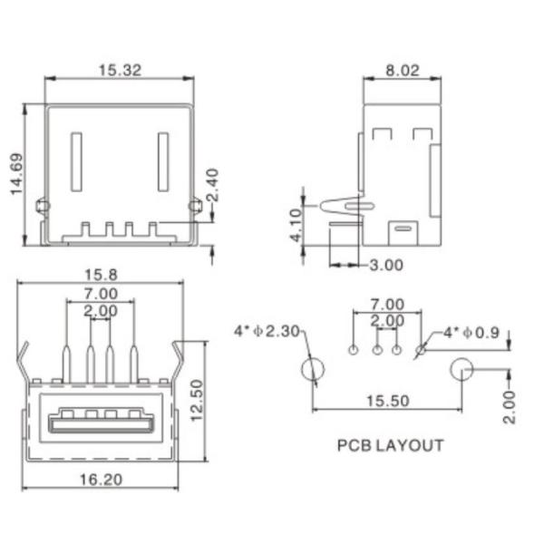 Single Layer Usb Type A 90 Degree , Vinyl Micro Usb Female Port