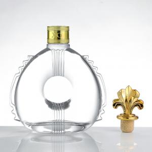 Quality Glass Visa Bottle Sealing Type Cork 250ml 500ml 700ml 750ml Vodka Brandy Mini Bottle for sale