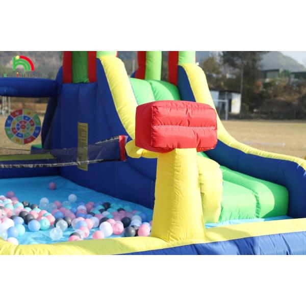 Kids Party Wet DryInflatable Bounce House Water Slide Bouncer Combo With Bigger Splash Pool Climbing Blower Basket Dartboard