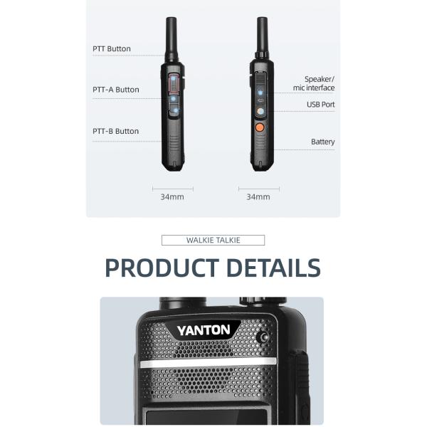 Andorin 9.0 4G Push to Talk Walkie Talkie with IPX4 Water Resistance and GSM/WCDMA Frequency Range for Reliable Communication in Extreme Temperatures