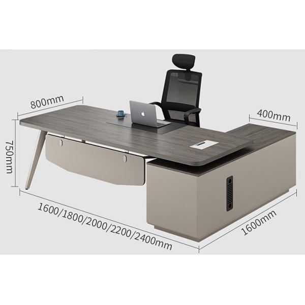 Modern Wooden Executive Desks Business Type L Shape Office Desk with Long Size Cabinet