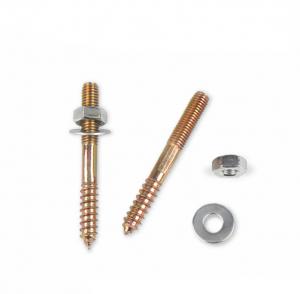 China Double Head Thread Screw Brass Plated m6 Double Head Thread Dowel Screw on sale