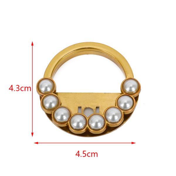 Gold Ring Shape Metal Handbag Lock With Pearl Purse Hardware