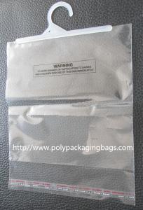 White Logo Printed Plastic Gift Bags With Handles / Bottom Gusset