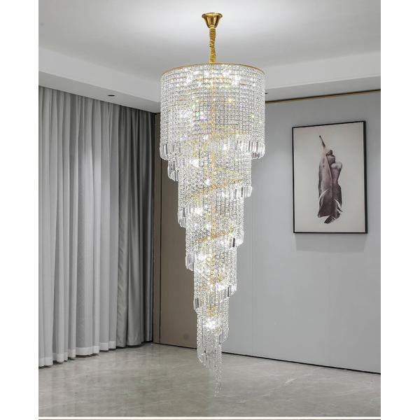 Long Hign ceiling Crystal Chandelier For Hall Project Staircase Stairwell Chandelier(WH-CY-202)