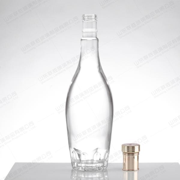Glass Collar Custom 700ml Whiskey Liquor Empty Glass Bottle for Vodka Wine 750ml