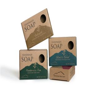 China Custom Printed Die Cut Soap Packaging Box With Recycled Brown Kraft Paper on sale