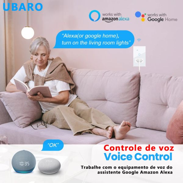 Tuya Wi-Fi Smart Switch Socket Combination with Voice Control Timing Function and 2.4GHz Wi-Fi for Home Office and Hotel