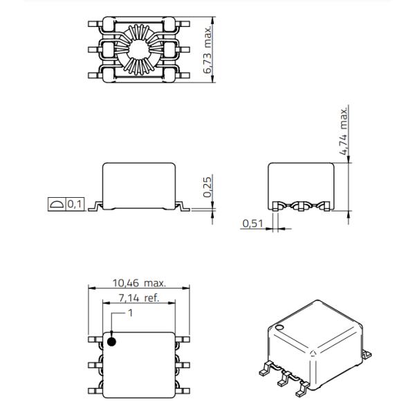 SMD 5 Files 475 ΜH Push Pull Gate Drive Transformer 78931610515