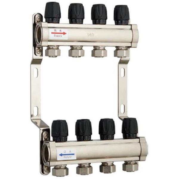 6214 Chrome Plated Brass Water Distribution Manifolds 45mm branch spacing with Supply / Return Flowrate Regulating Knobs