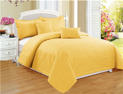 Solid Color Quilts 5pcs Microfiber Bedding Set Polyester Filling