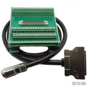 China SCSI 68 Pin Connector DIN Rail Mounting Terminal Blocks Adapter with 1 meter Cable on sale