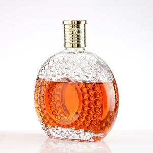 Quality Custom 500ml 700ml 750ml Brandy Xo Vodka Whiskey Gin Flat Shape Liquor Glass Bottle with Corks for sale