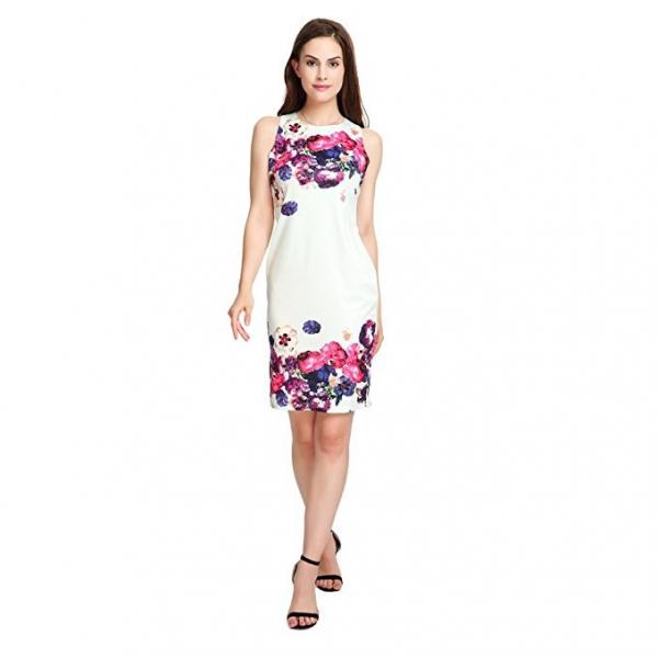 Newest Design Women Floral Print Sleeveless Mini Dress Formal Lady Dress Hot Sale