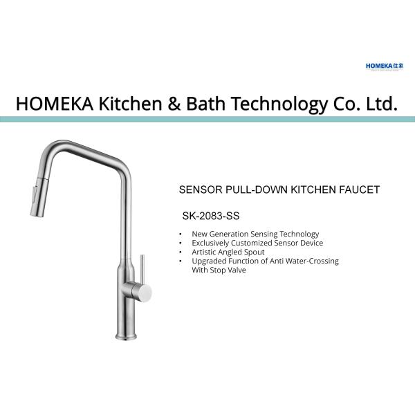 Motion Sensor SUS304 Brushed Stainless Steel Kitchen Faucet With Pulldown Spray