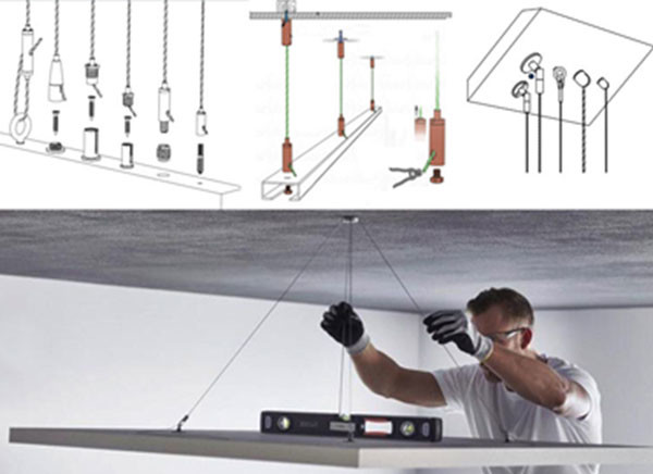 Black Wire Suspension Hanging Kit Self-Locking Wire Gripper Track Accessory For Lighting