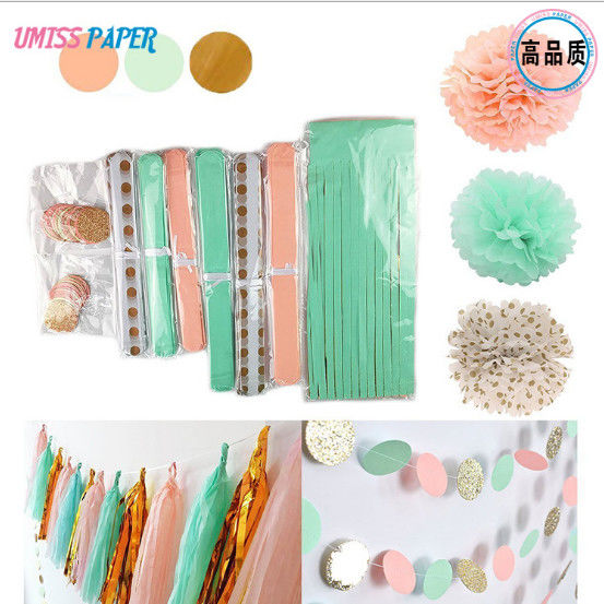 Birthday party, wedding decoration items, set paper ball, paper string, paper lantern 15 combinations of a box