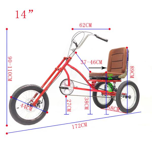 16 Inch Trike 3 Wheel Tricycle Adult Cargo Bike With High Carbon Steel Handlebars Stem