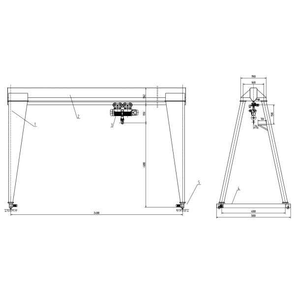 Single Girder Travelling Gantry Crane Easy Operated With Electric Hoist