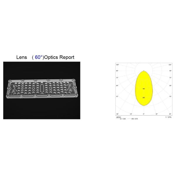 Rectangular Type High Power LED Lens , 60 Degree LED High Bay Light Lens With Heat Sink
