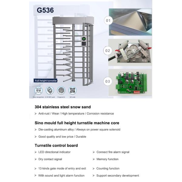 High Security Full Body Turnstile Access Control 304 Stainless Steel 5000000 Cycles