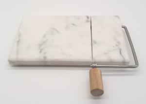 China White Marble Cheese Slicer Board , Marble Cheese Cutting Board Wood Handle on sale