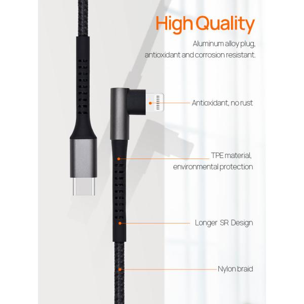 MFI C94 3ft 6ft USB Lightning Charging Cable Type Black Lightning