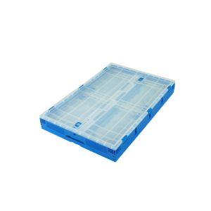 Quality 650*440 mm Series Plastic Collapsible Tote Boxes Attached Lids Stacking for sale