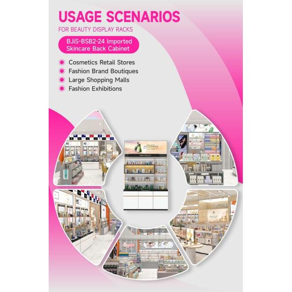 BJiS-BSB2-24 LED Strip Lights Skincare Display Cabinet with Personalized Branding for High-End Makeup
