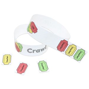 Barcode Customizable Event Wristbands , Adjustable Paper Bracelets For Events