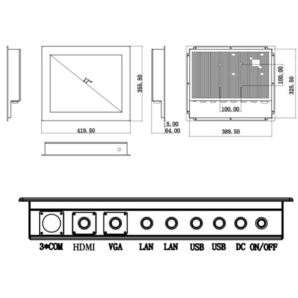 17 Inch Industrial Touch Panel PC High Precision 5 Wires Resistive Touch IP65