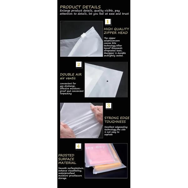 Recyclable Frosted Zip Bags Clear Frosted Zipper Bags Custom With Handle