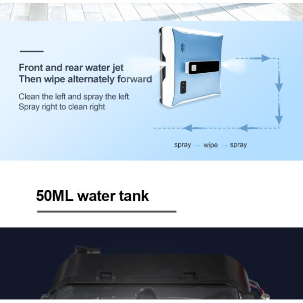 Smooth Window Washing Robot 65DB 72W High Rise Window Cleaning Robot