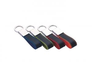 China Stitch Metal Snap Hook Key Ring 7mm Debossing Leather Car Key Holder on sale