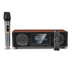 60W Karaoke Bookshelf Active Speakers With Microphone Clock
