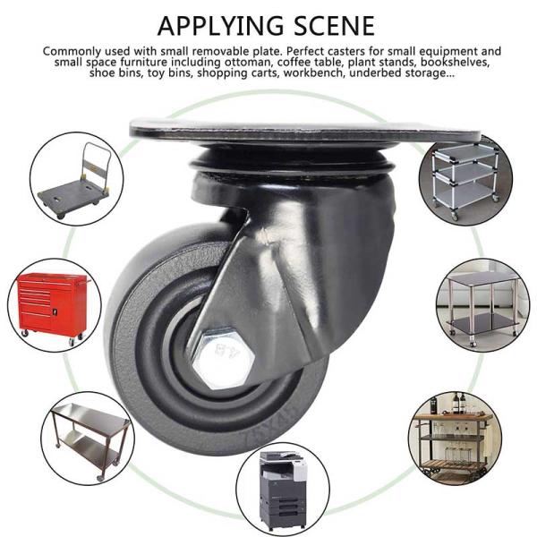 2 Polyurethane Casters And Wheels Top Plate Rigid Fixed Casters
