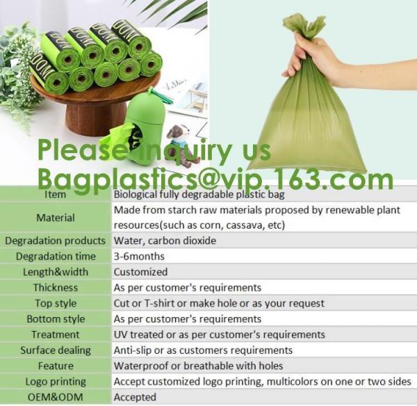 Manufacture 100% biodegradable Home compost or OK compost Durable Supermarket food waste garbage bags, bagease, package