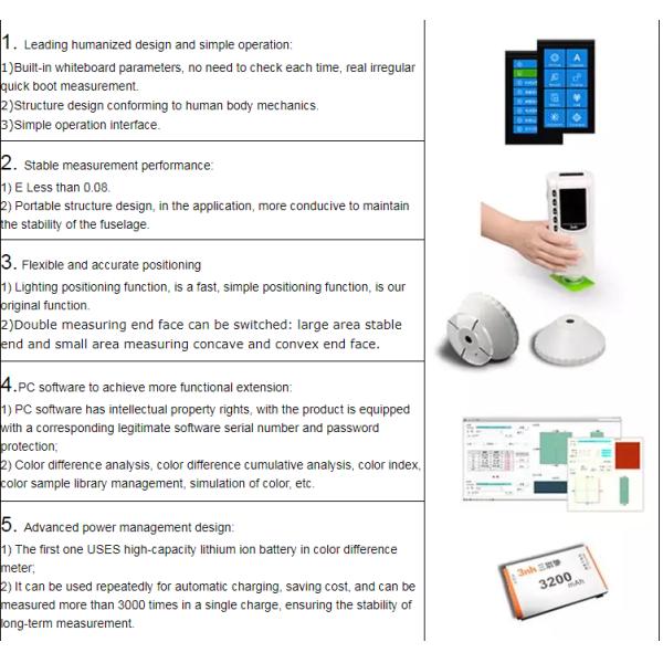 Multifunctional Color Difference Meter Colorimeter CIE 10 Degree Observer NR60CP