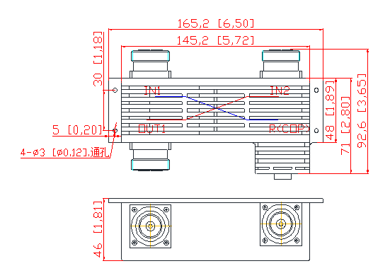 698 To 3800MHz Din Female DAS IBS 3db Hybrid Combiner