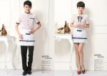 Casual Restaurant Staff Uniform , Short Sleeve Stripe Restaurant Work Shirts