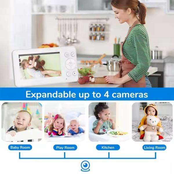 4.3" 720P Hd Infrared Baby Video Monitor Two Way Audio Eco Babyphone Pan Tilt