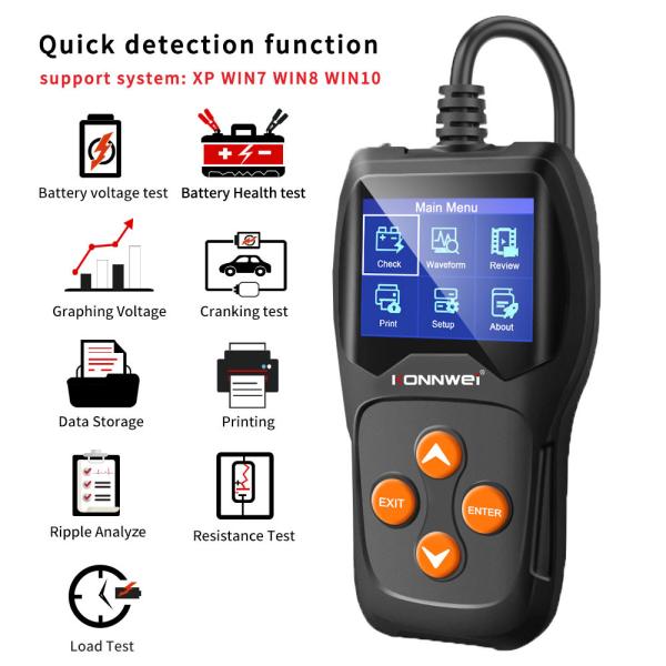 KONNWEI KW600 Car Battery Tester Support major battery standards 13 languages