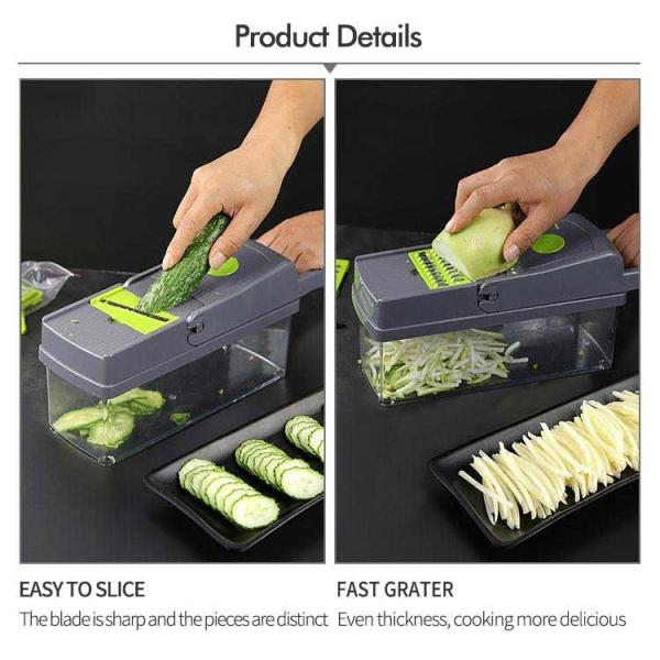 14 In 1 Multifunctional Vegetable Chopper With 8 Stainless Steel Blade