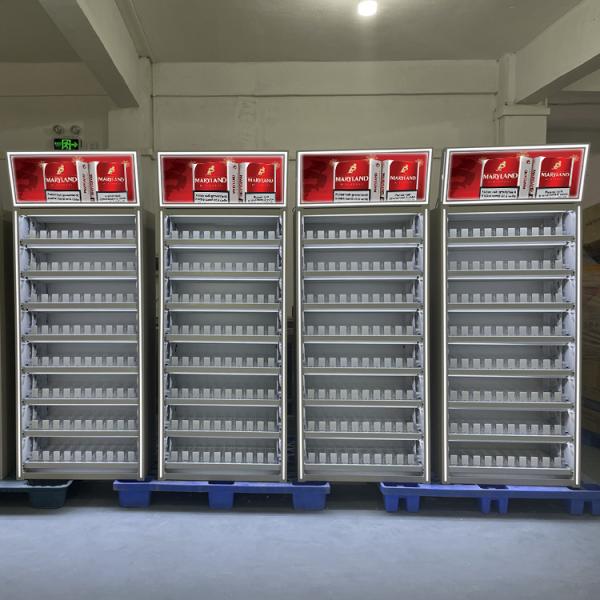 High-end Smooth Pusher ABS Tobacco Display Stand Shelves Cigarettes Display With Door