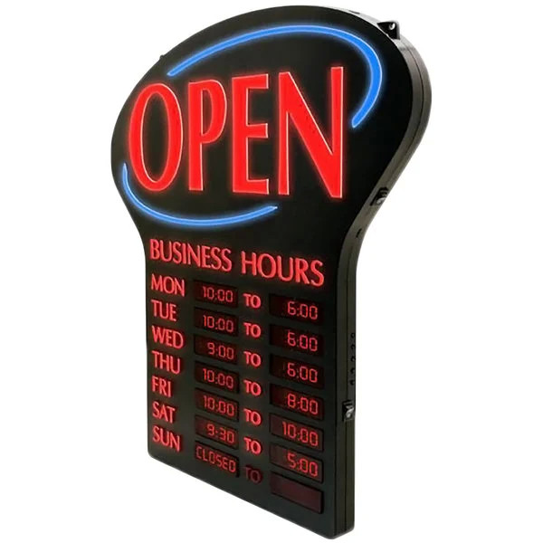 19 11/16 X 25 3/8" Digital Wall Mounted Neon Signs Open Business Hours Customize Neon LED Signs