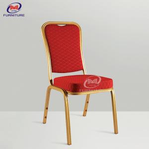Quality Iron Gold Red Hotel Banquet Chair Furniture Molded Foam Square Back Design for sale
