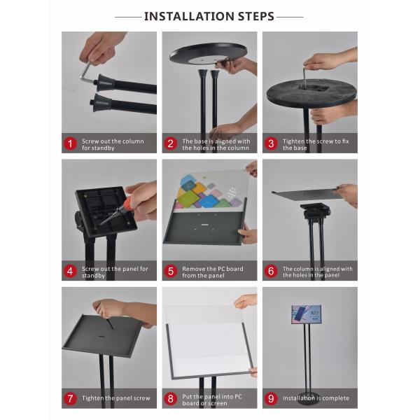 Base 280mm Poster Display Stand Double Pole Frame Angle Adjustable